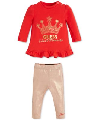 GUESS - Baby Girls Glitter Crown Top & Metallic Leggings