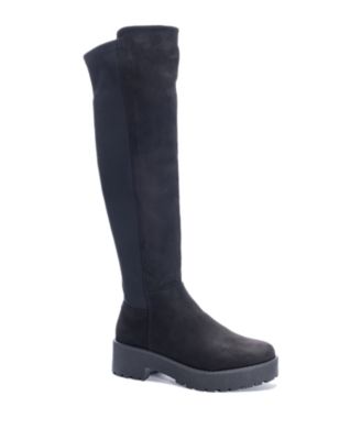 lug sole wide calf boots