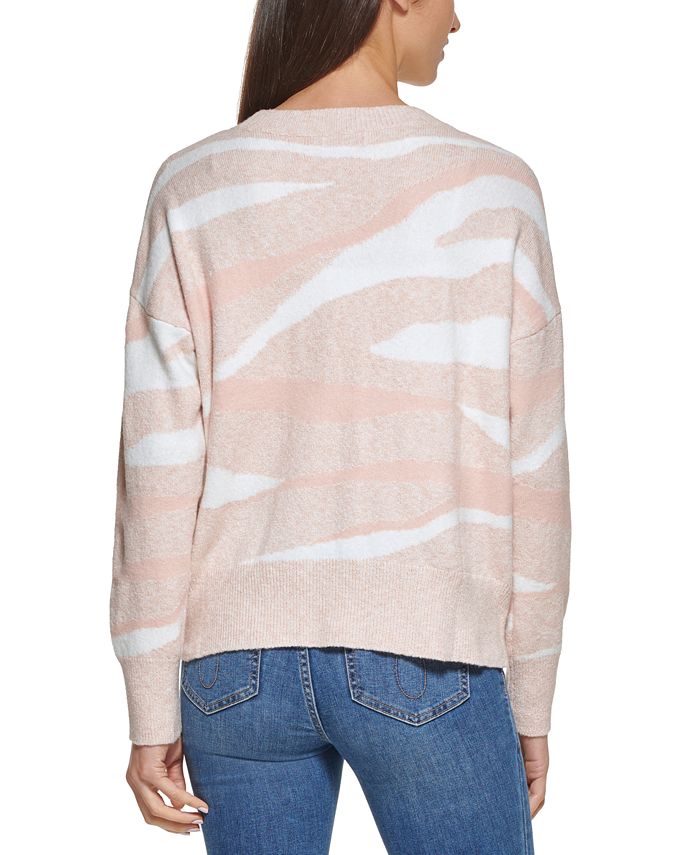 Calvin Klein Zebra Intarsia Sweater - Macy's
