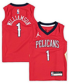 Preschool Girls and Boys Zion Williamson Red New Orleans Pelicans 2020/21 Fast Break Replica Jersey Statement Edition