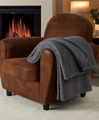 Photo 1 of Fireside Solid Sherpa Throw, 50" x 60" GRAY