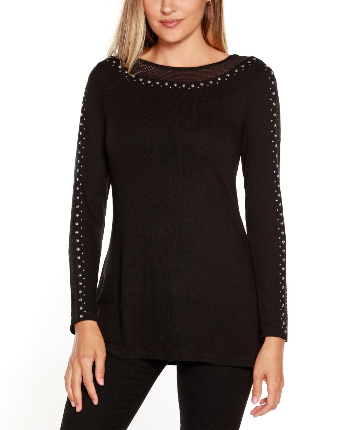 Belldini Studded Mesh-Inset Tunic