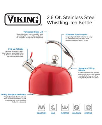 Viking 2.6-Quart Matte Black & Copper Stainless Steel Tea Kettle