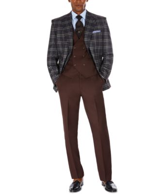 TSJ×TK SUITS BROWN 4 Tayion Collection Men's Classic-Fit Solid Brown Suit Separate