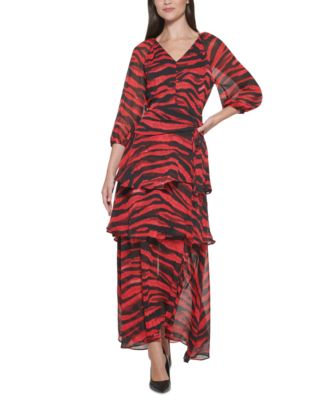 Karl Lagerfeld Paris - Animal-Print Tiered Maxi Dress