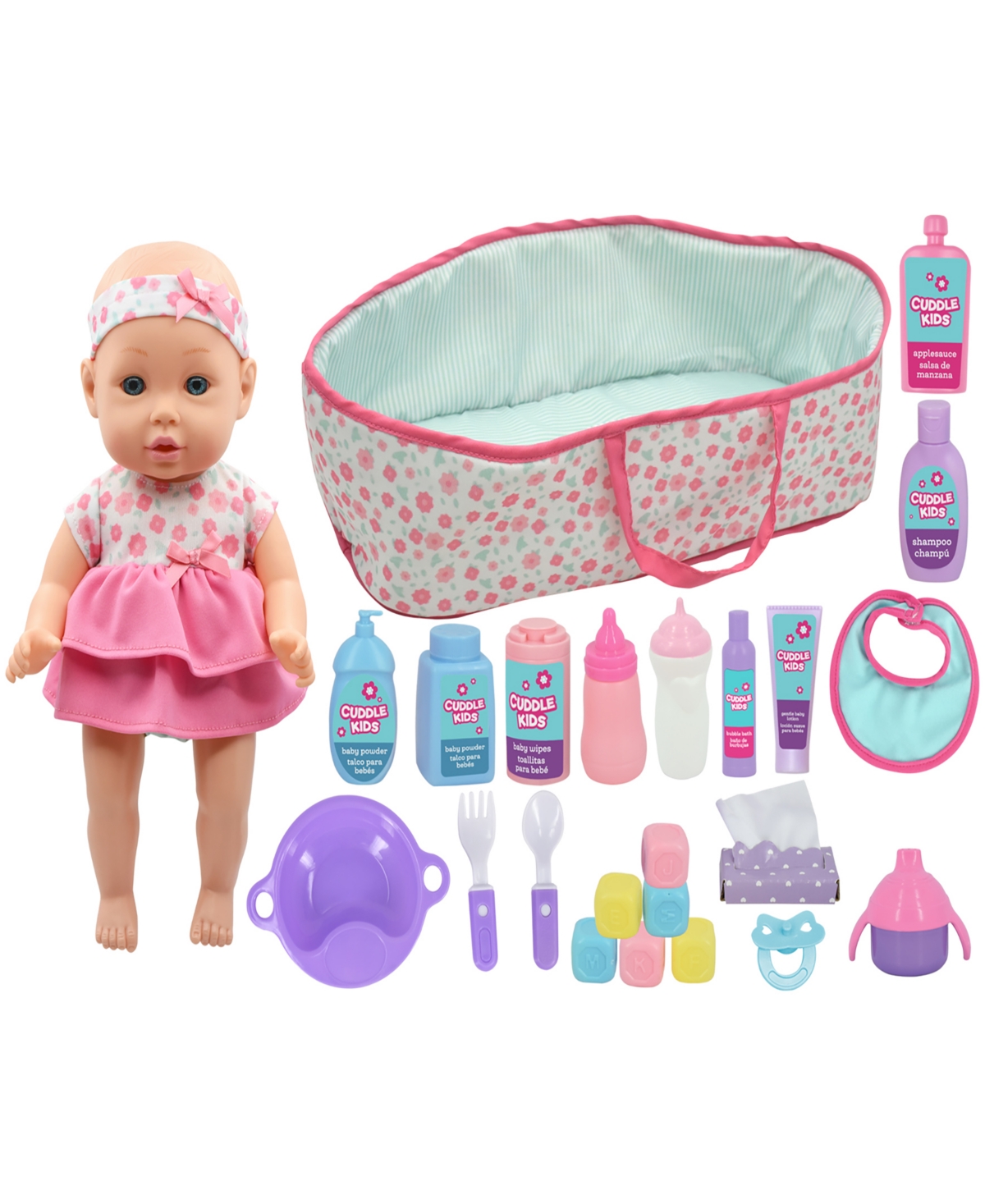 Cuddle Baby Doll Carry Play Set, 27 Pieces In Multi