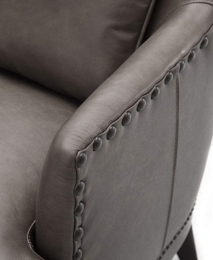 Furniture Genevie 30" Leather Chair and Ottoman, Created for Macy's