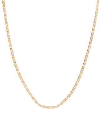 Tricolor Valentino Chain Necklace Collection In 14k Gold White Rhodium Plate Rose Rhodium Plate