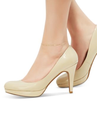 Lightweight Beaded Ankle Bracelet in 10k Tricolor Gold