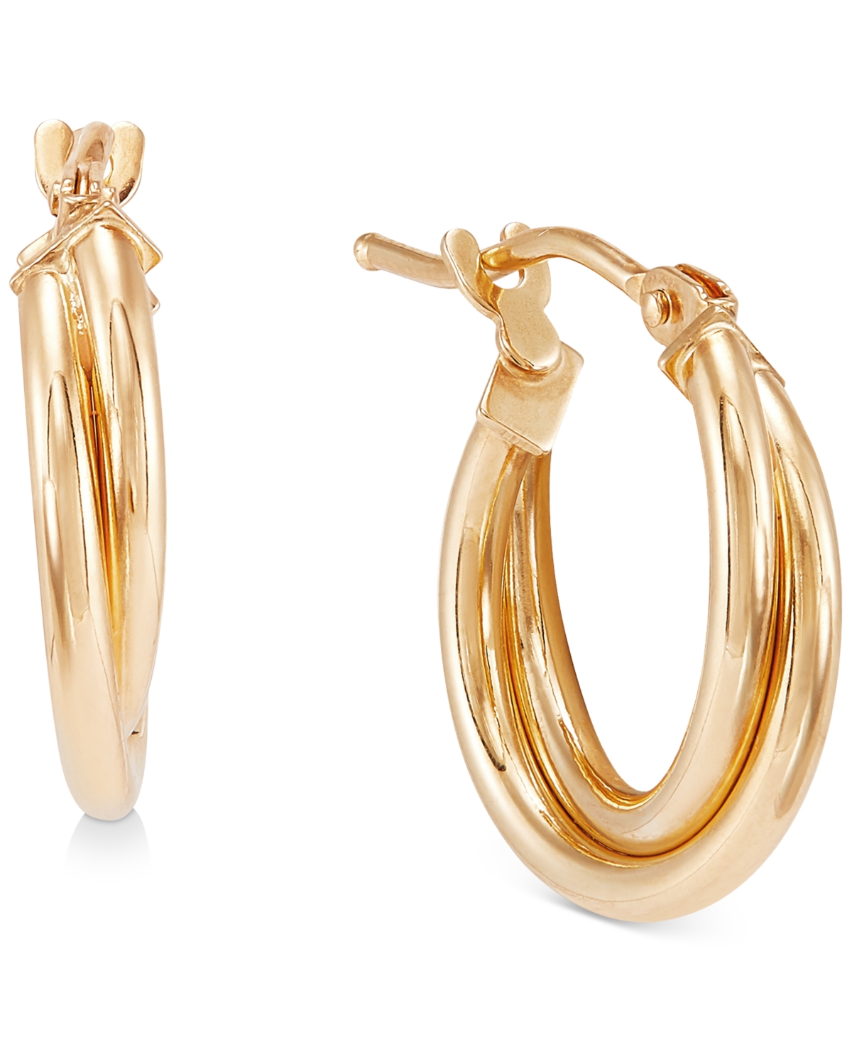Double Twist Hoop Earrings in 10k Gold (10mm) - Gold