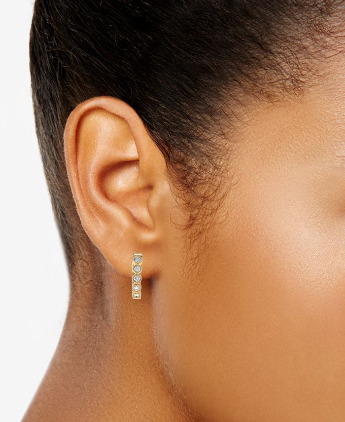 Macy's - Diamond Bezel Hoop Earrings (3/8 ct. tw) in 14K Gold