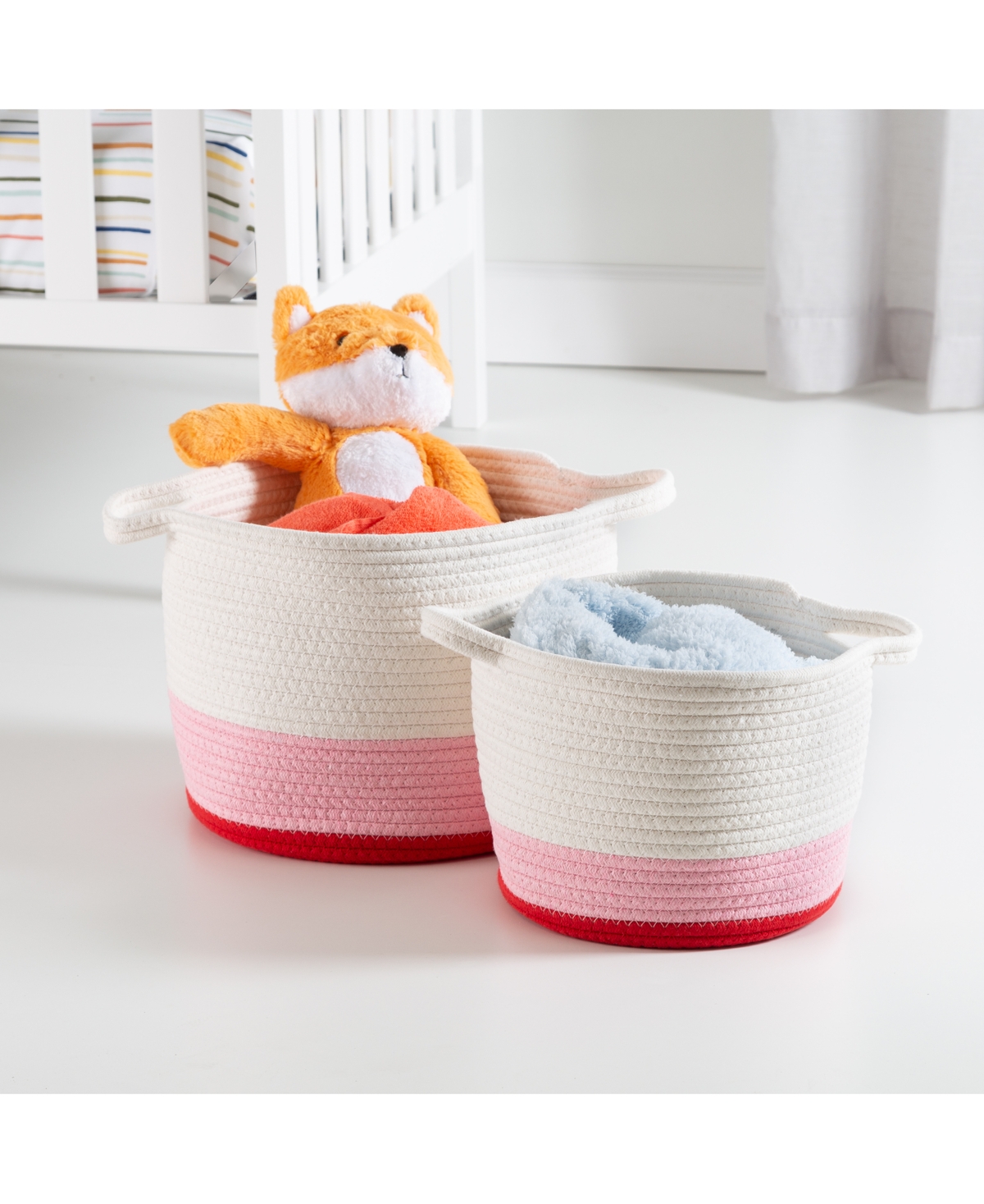 Honey Can Do Nesting Cotton Rope Storage Baskets, Set Of 2 In Red