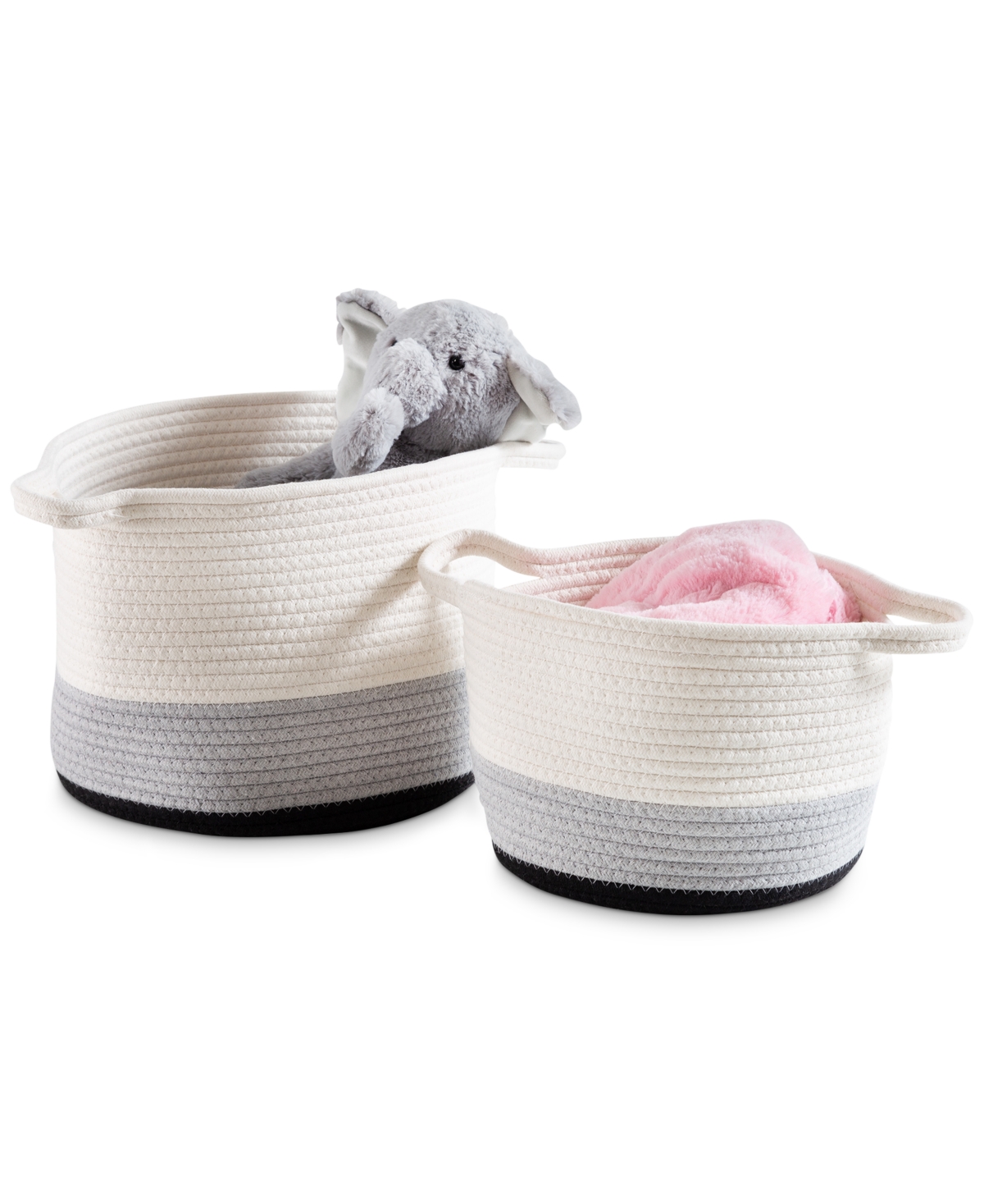 Honey Can Do Nesting Cotton Rope Storage Baskets, Set Of 2 In Black