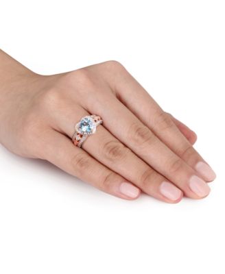Blue Topaz (2 ct. t.w.) & Diamond (1/10 ct. t.w.) Heart Ring in 18k Rose Gold-Plated Sterling Silver