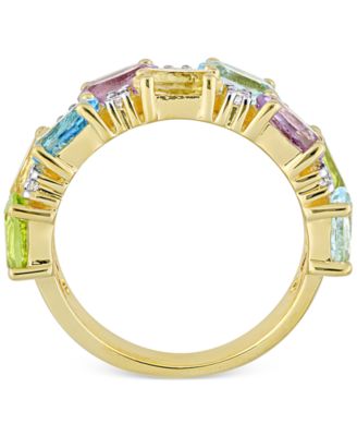 Multi-Gemstone Double Row Statement Ring (5-1/4 ct. t.w.) in 18k Gold-Plated Sterling Silver