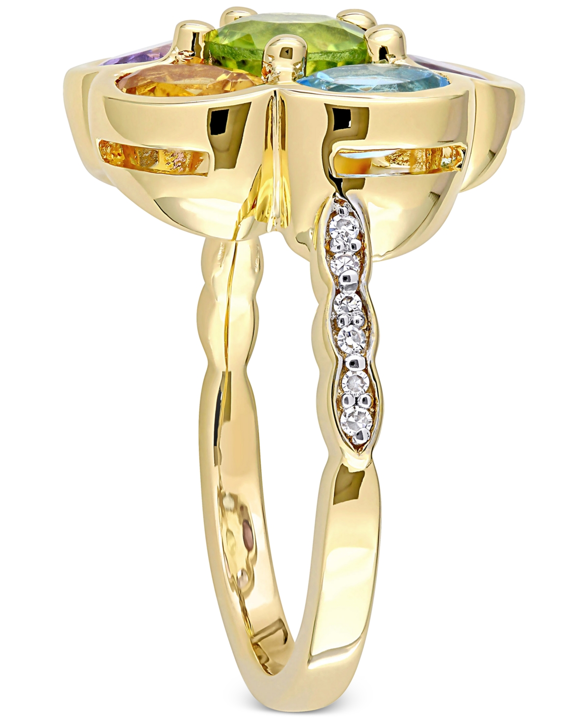 Gemstone (3-3/8 ct. t.w.) & Diamond (1/20 ct. t.w.) Ring in Gold-Plated Sterling Silver - Multi