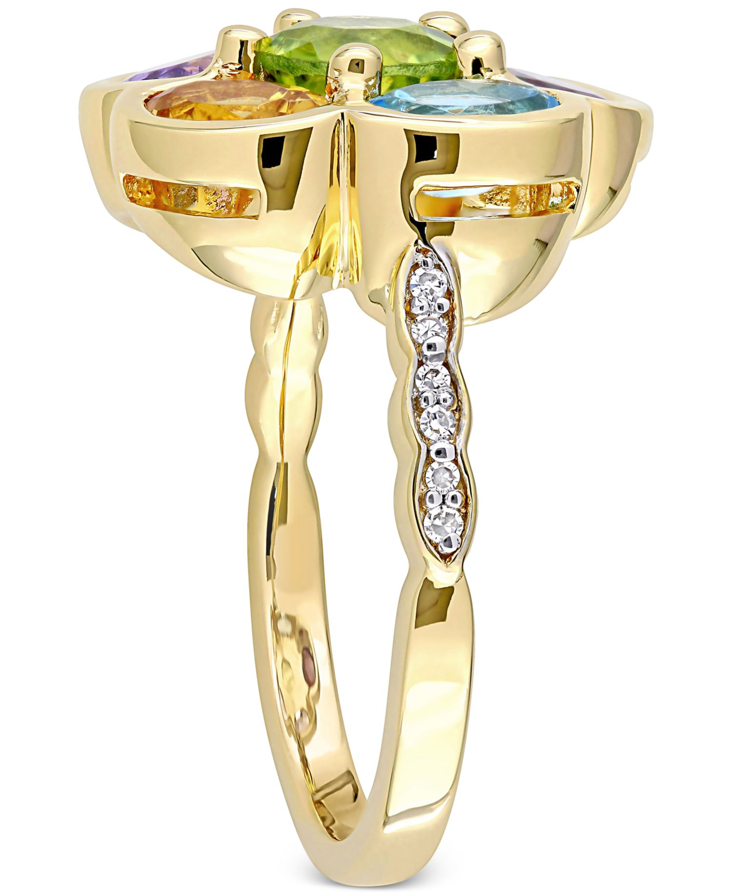 Multi-Gemstone (3-3/8 ct. t.w.) & Diamond (1/20 ct. t.w.) Ring in Gold-Plated Sterling Silver