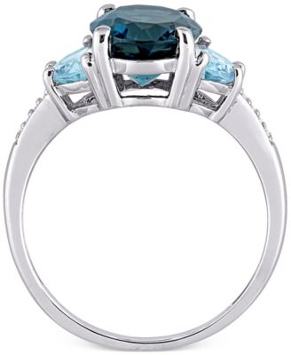 Blue Topaz (4-1/2 ct. t.w.) & Diamond Accent Statement Ring in Sterling Silver