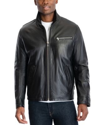 Men's Leather Shirt Collar Jacket, Created for Macy's