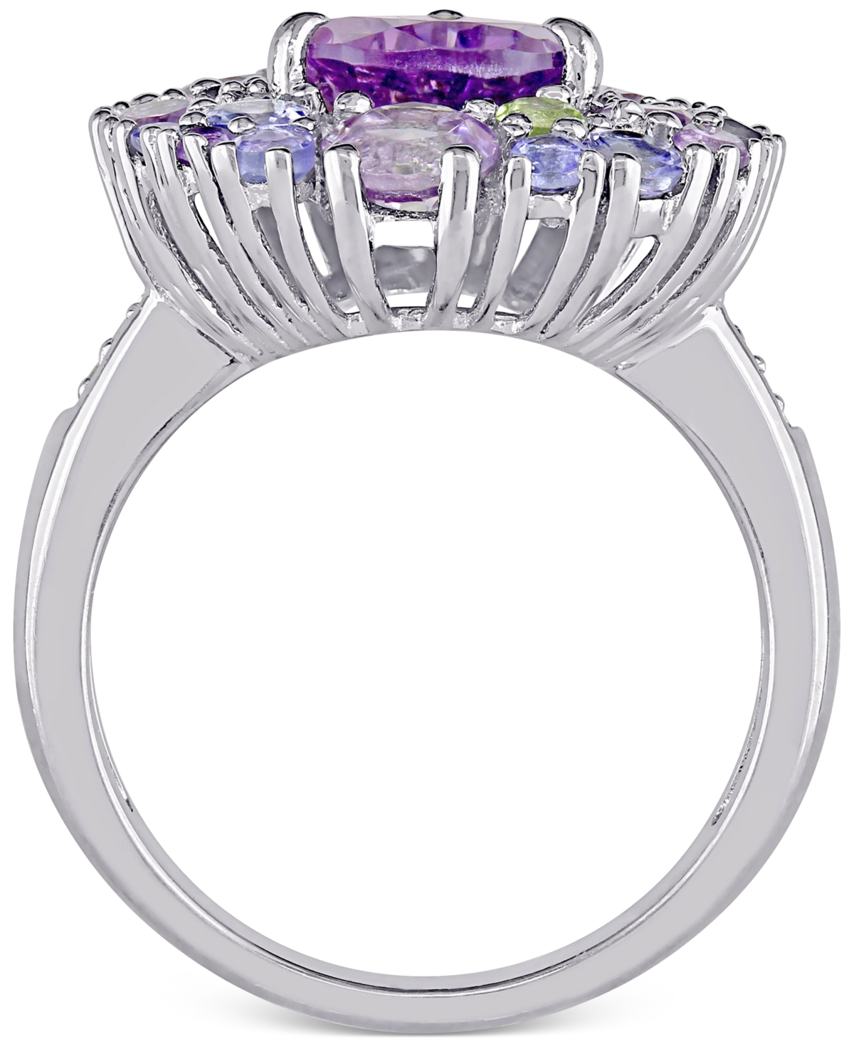 Gemstone (4-1/3 ct. t.w.) & Diamond Accent Teardrop Cluster Ring in Sterling Silver - Multi