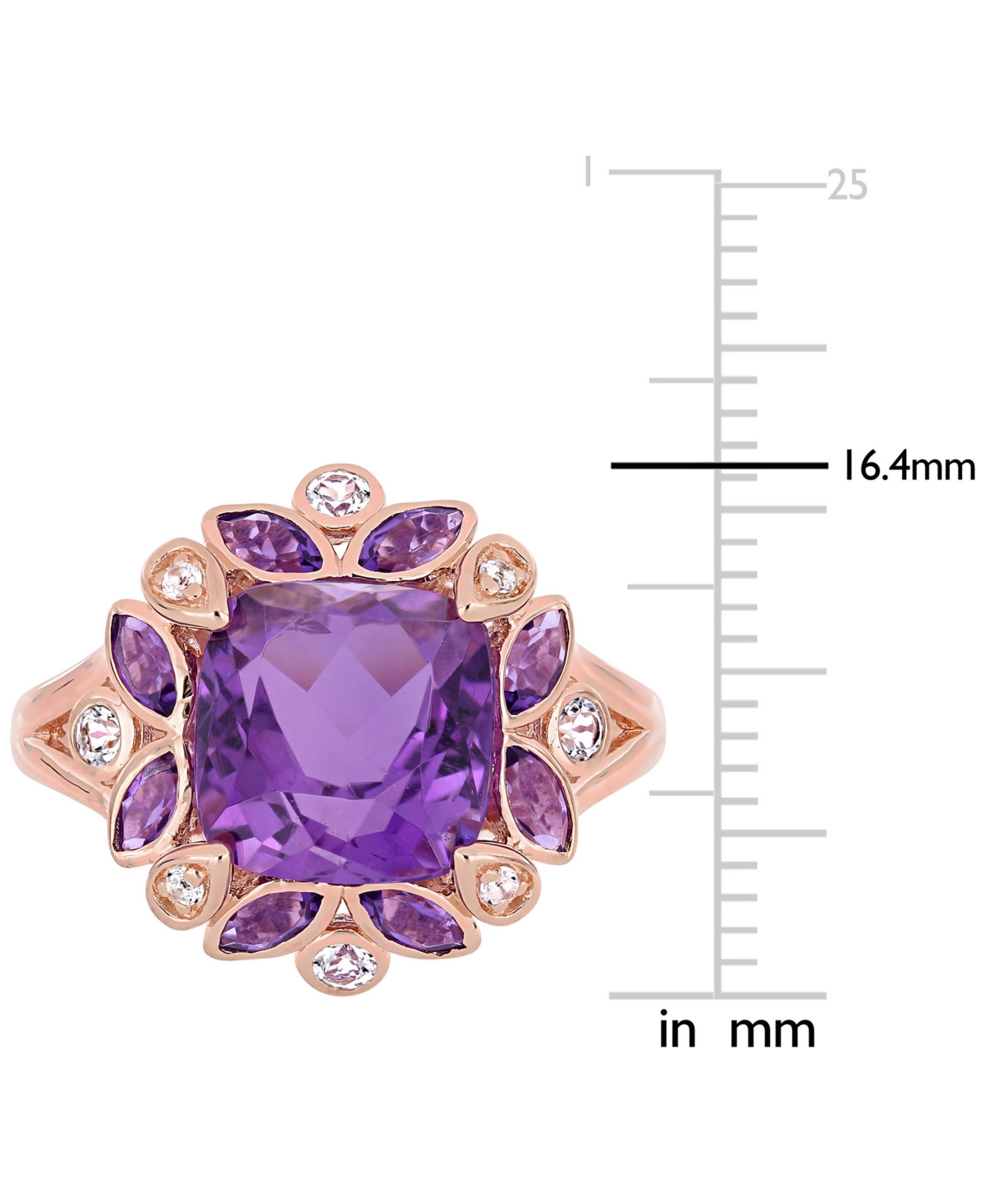 (3 ct. t.w.) & White Topaz (1/5 ct. t.w.) Ring in 18k Rose Gold-Plated Sterling Silver - Amethyst