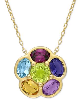 multi gemstone flower necklace