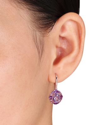Amethyst (5-1/3 ct. t.w.) & White Topaz (1/6 ct. t.w.) Cluster Leverback Drop Earrings