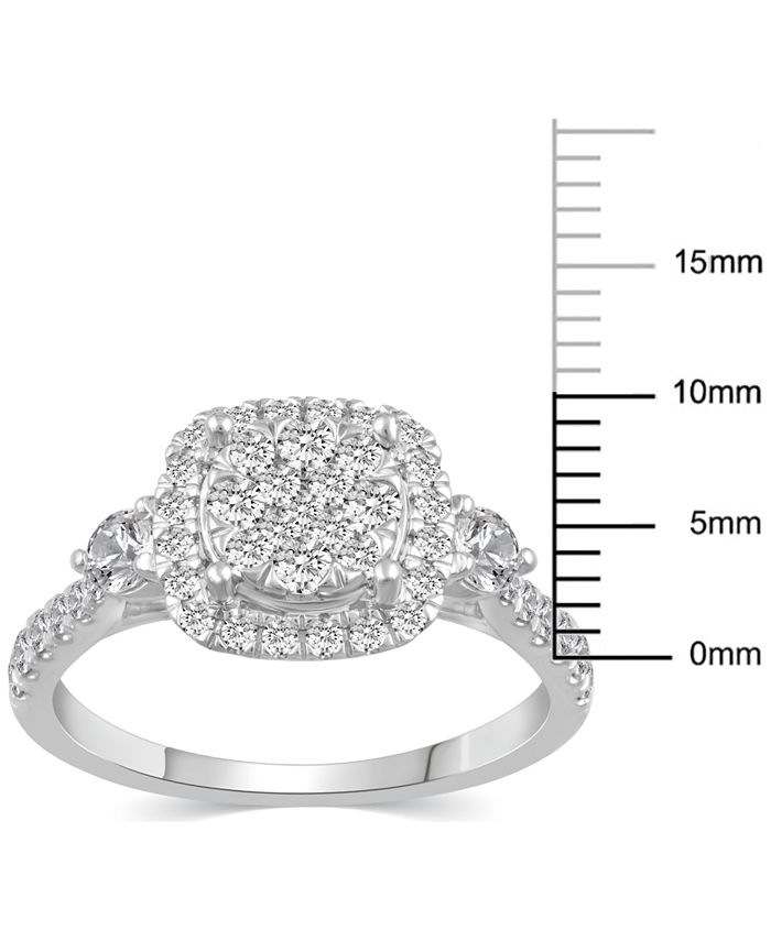 Macy's - Diamond Square Halo Cluster Engagement Ring (1 ct. t.w.) in 14k White Gold