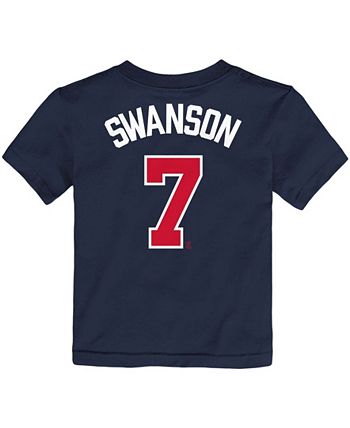 Youth Nike Dansby Swanson Red Atlanta Braves Player Name & Number