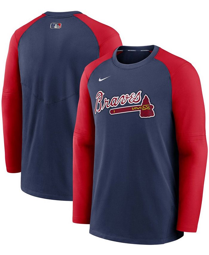 Atlanta Braves Nike Authentic Collection Pregame Performance Raglan  Pullover Sweatshirt - Navy/Red
