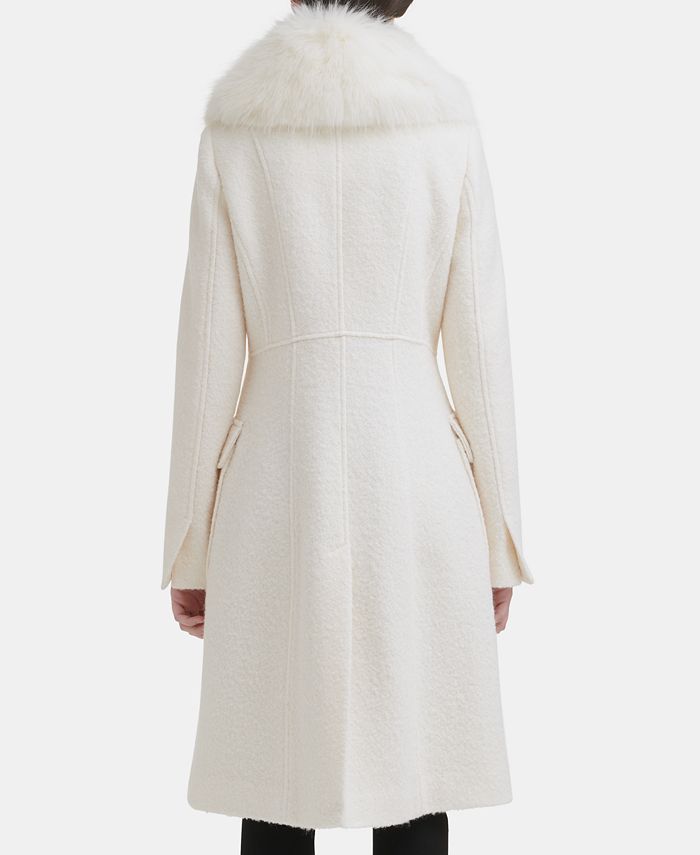 GUESS Women's FauxFur Collar DoubleBreasted Walker Coat Macy's