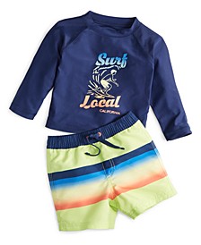 Baby Boys 2-Pc. Surf Local Rash Guard & Swim Trunks Set, Created for Macy's