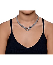 Diamond Horseshoe Link Mesh 17" Collar Necklace (5/8 ct. t.w.) in Sterling Silver or 14k Gold-Plated Sterling Silver