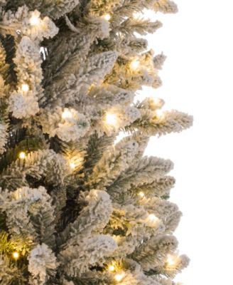 Pre-Lit Flocked Pencil Fir Artificial Christmas Tree with 600 Warm White Lights, 9'