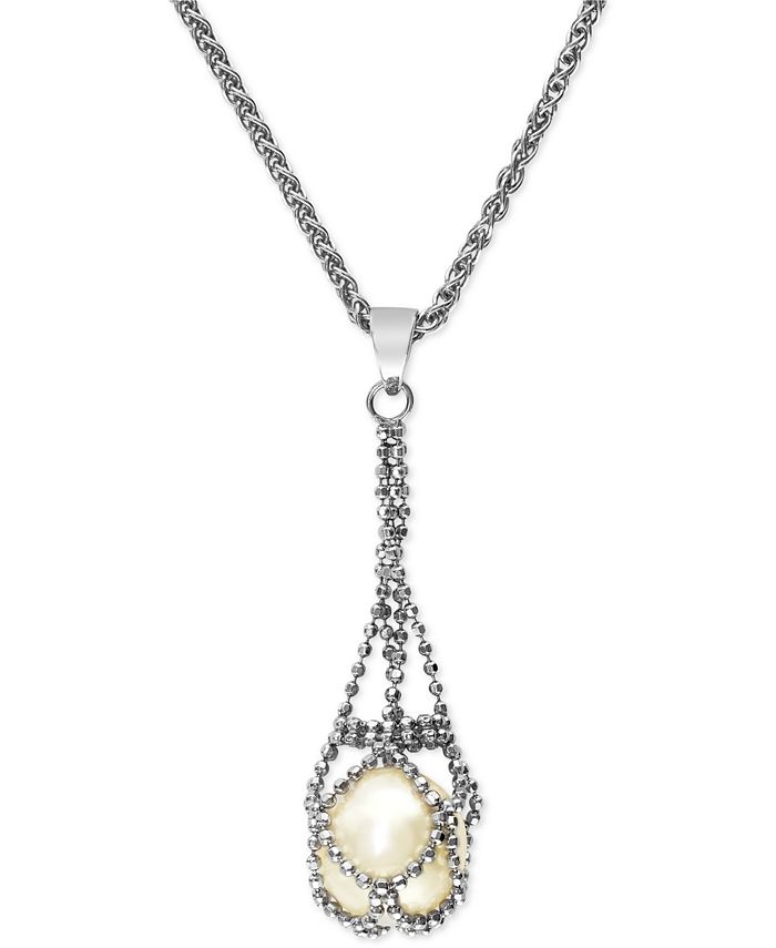 Sterling Silver Freshwater Pearl Cage Pendant