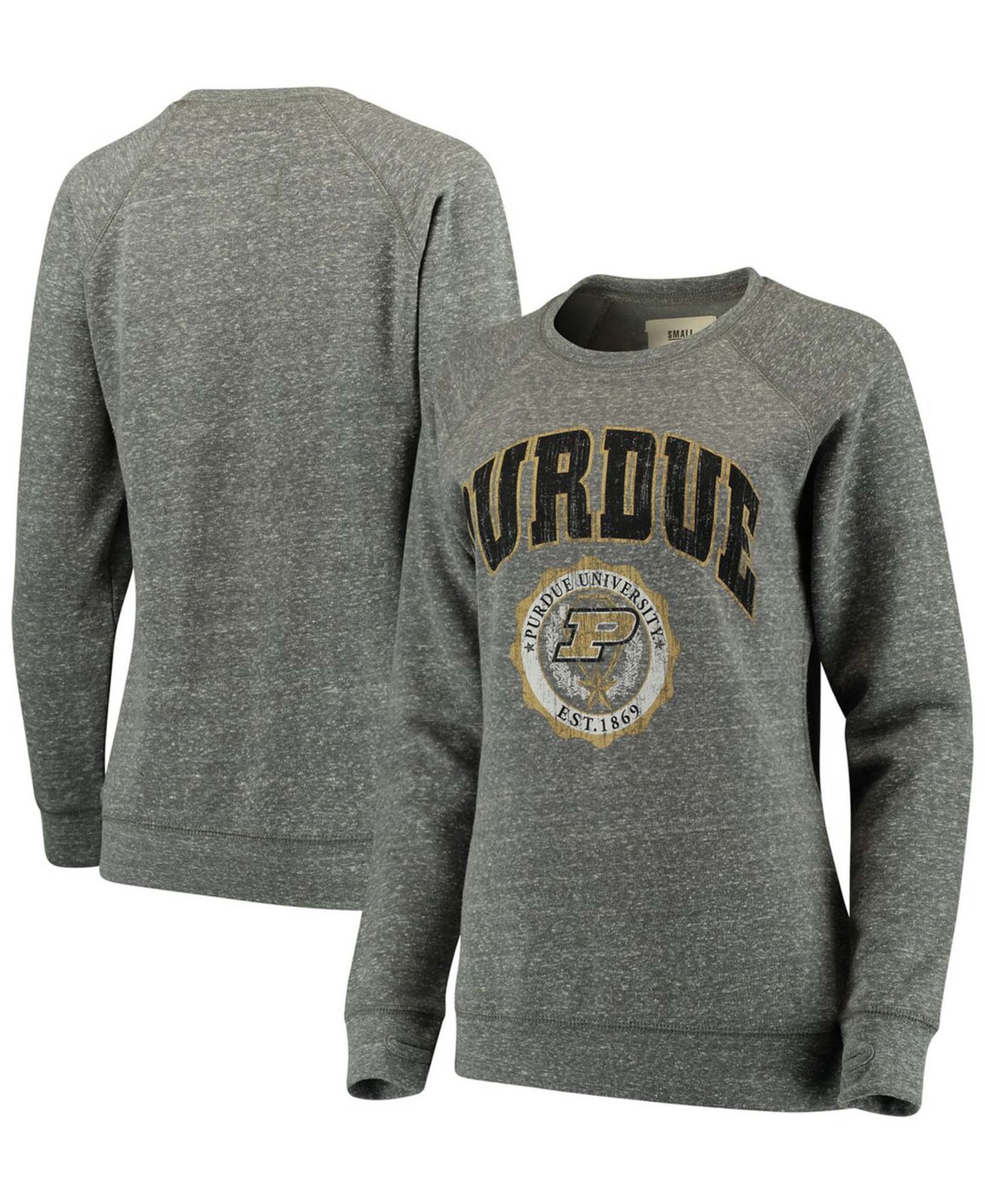 Женская толстовка Pressbox Heathered Gray Purdue Boilermakers Edith Vintage-Like Knobi Pullover — фото 1
