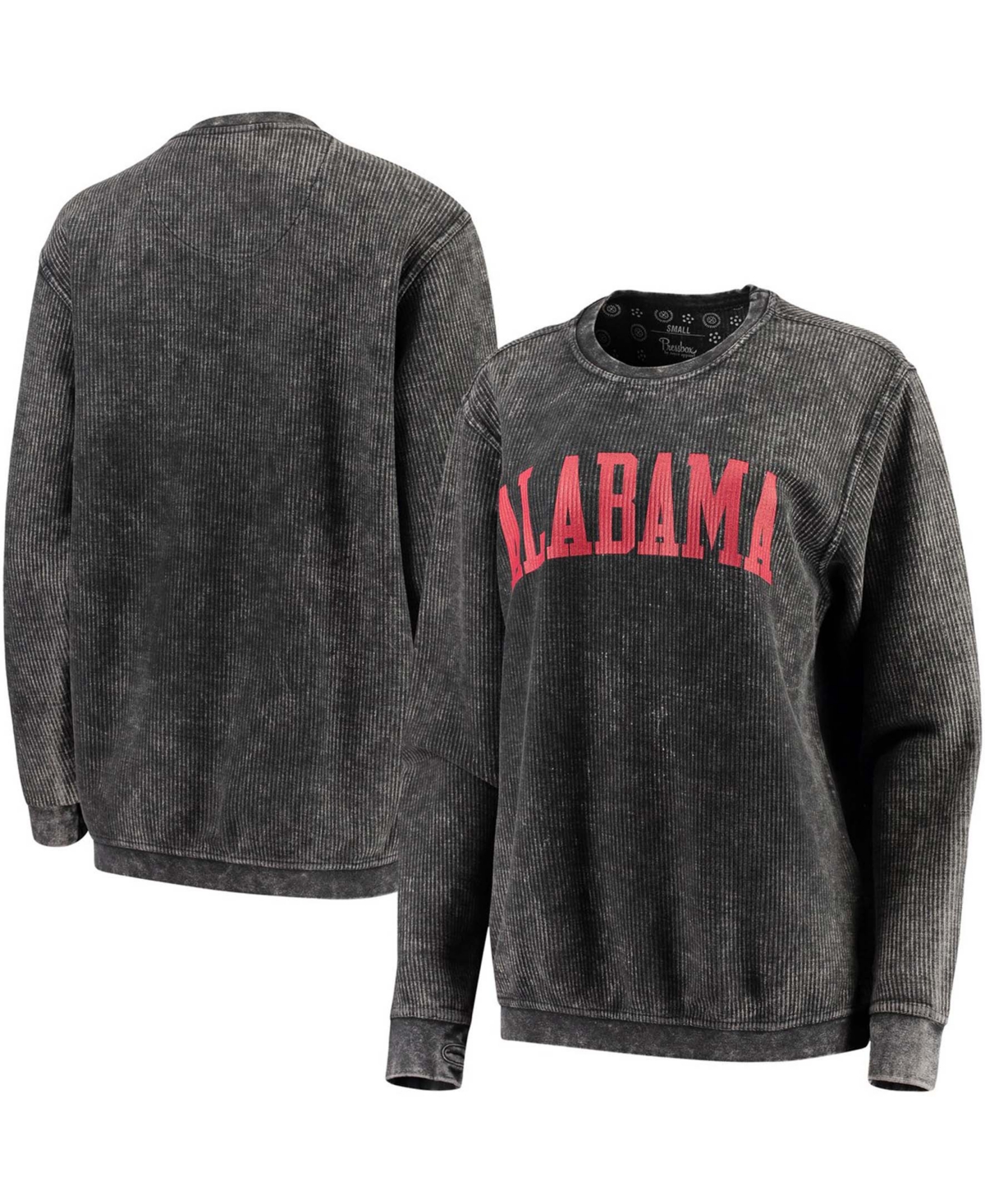 Women's Pressbox Black Georgia Bulldogs Comfy Cord Vintage Wash Basic Arch  Pullover Sweatshirt