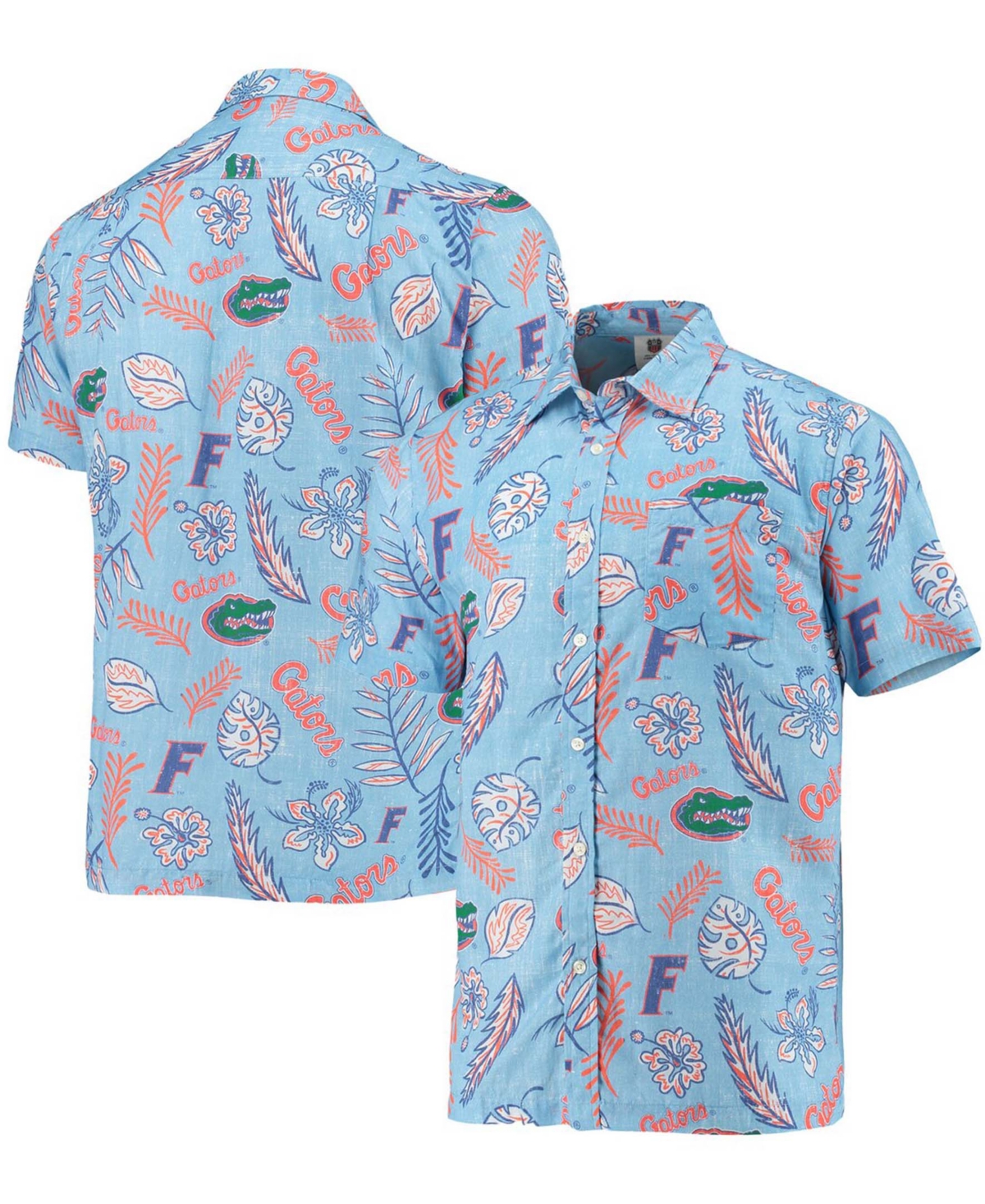 Wes & Willy Men's Light Blue Florida Gators Vintage-like Floral Button-up Shirt