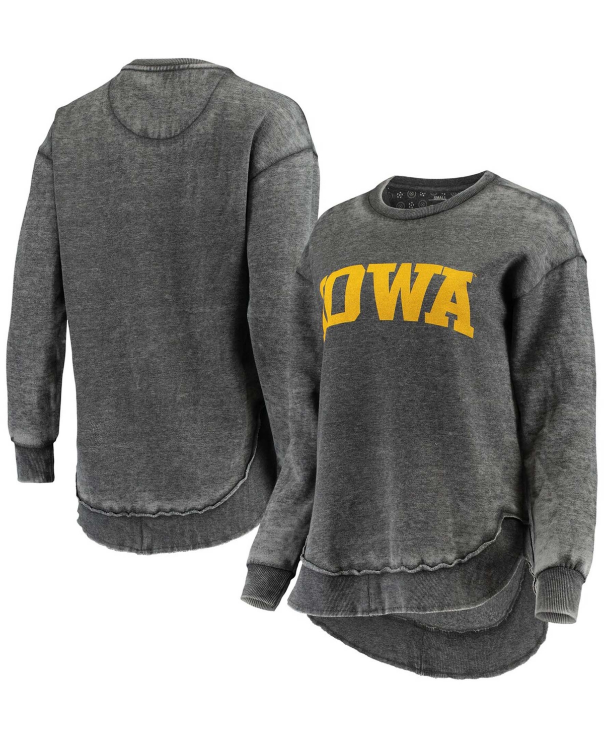 Women's Black Iowa Hawkeyes Vintage-Like Wash Pullover Sweatshirt - Black