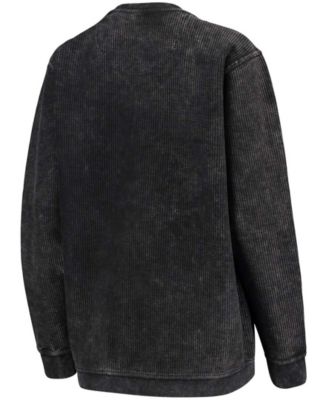 Women's Black Michigan State Spartans Comfy Cord Vintage-Like Wash Basic Arch Pullover Sweatshirt