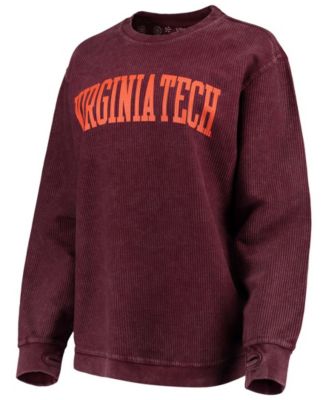 Women's Maroon Virginia Tech Hokies Comfy Cord Vintage-Like Wash Basic Arch Pullover Sweatshirt
