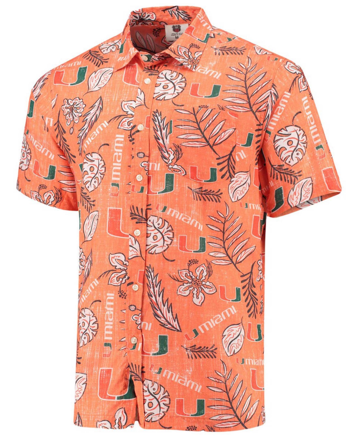 Men'sMiami Hurricanes Vintage-Like Floral Button-Up Shirt - Orange