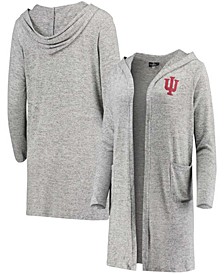 Women's Heathered Gray Indiana Hoosiers Cuddle Soft Duster Tri-Blend Hooded Cardigan