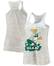 Women's Ash Tulane Green Wave Vintage-Like Pelican Racerback Slub Tank Top