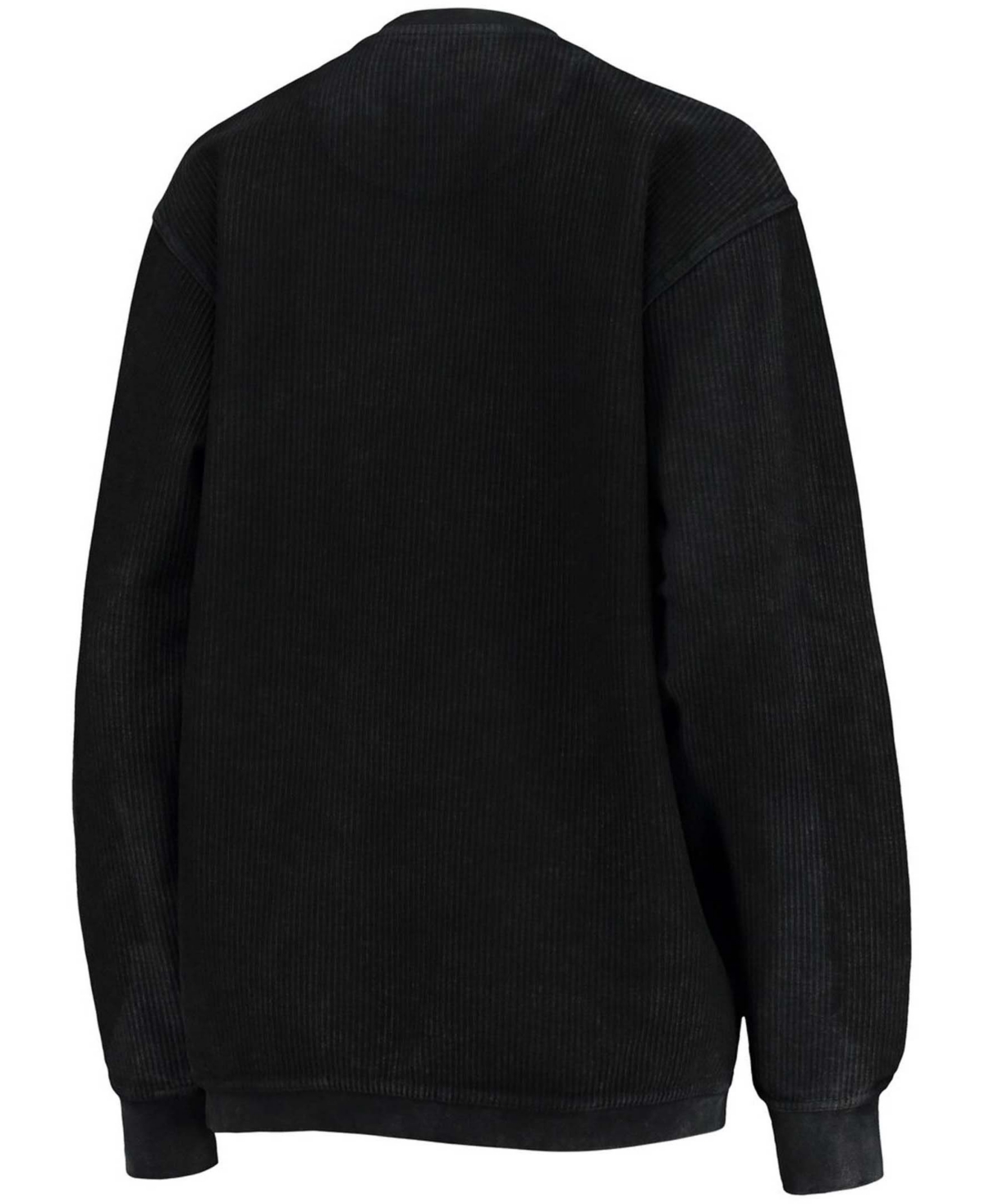 PRESSBOX WOMEN'S BLACK VANDERBILT COMMODORES COMFY CORD VINTAGE-LIKE WASH BASIC ARCH PULLOVER SWEATSHIRT 