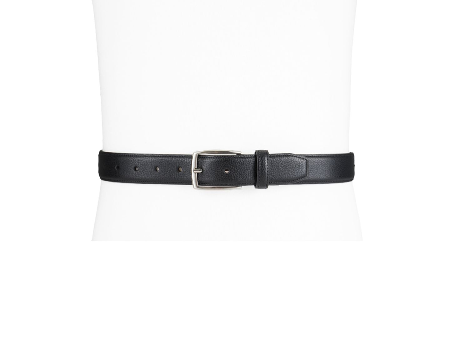 Мужской ремень Club Room 32MM Faux Leather Pebble Grain Stretch Belt, цвет: Чёрный — фото 5