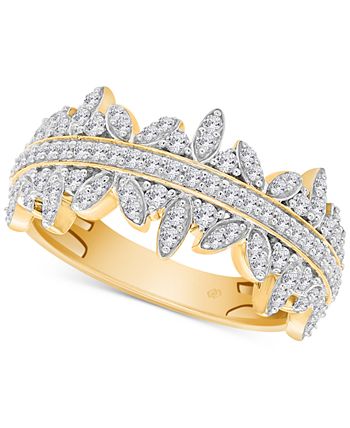 Macy's - Diamond Horizontal Cluster Statement Ring (1/2 ct. t.w.) in 14k Gold-Plated Sterling Silver
