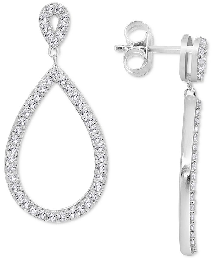 Macy's Diamond Teardrop Drop Earrings (1/2 ct. t.w.) in Sterling
