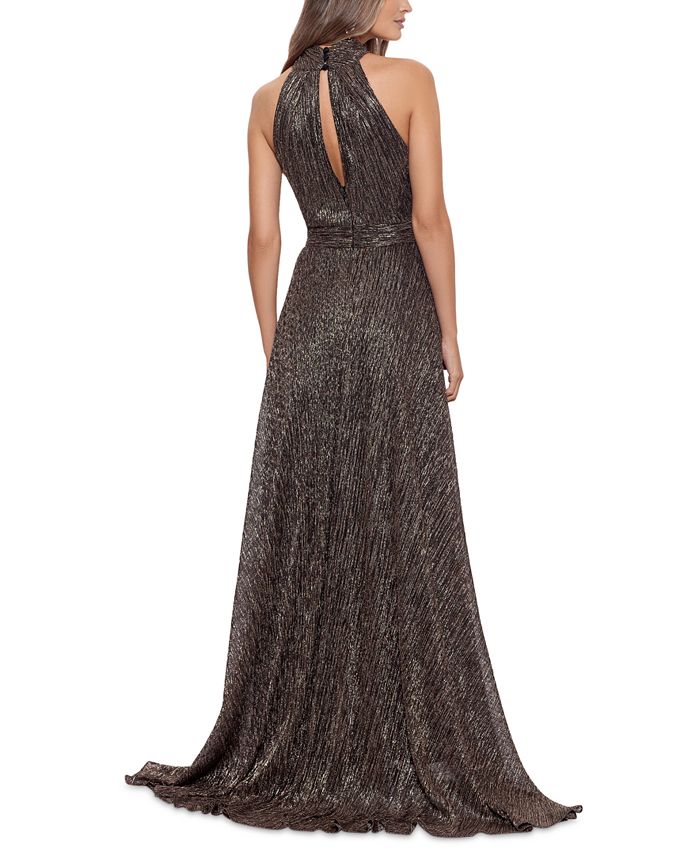 Betsy And Adam Metallic Halter Gown Macys 5090