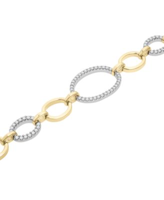 Diamond Oval Link Bracelet (1 ct. t.w.) in 14k Gold-Plated Sterling Silver, Created for Macy's
